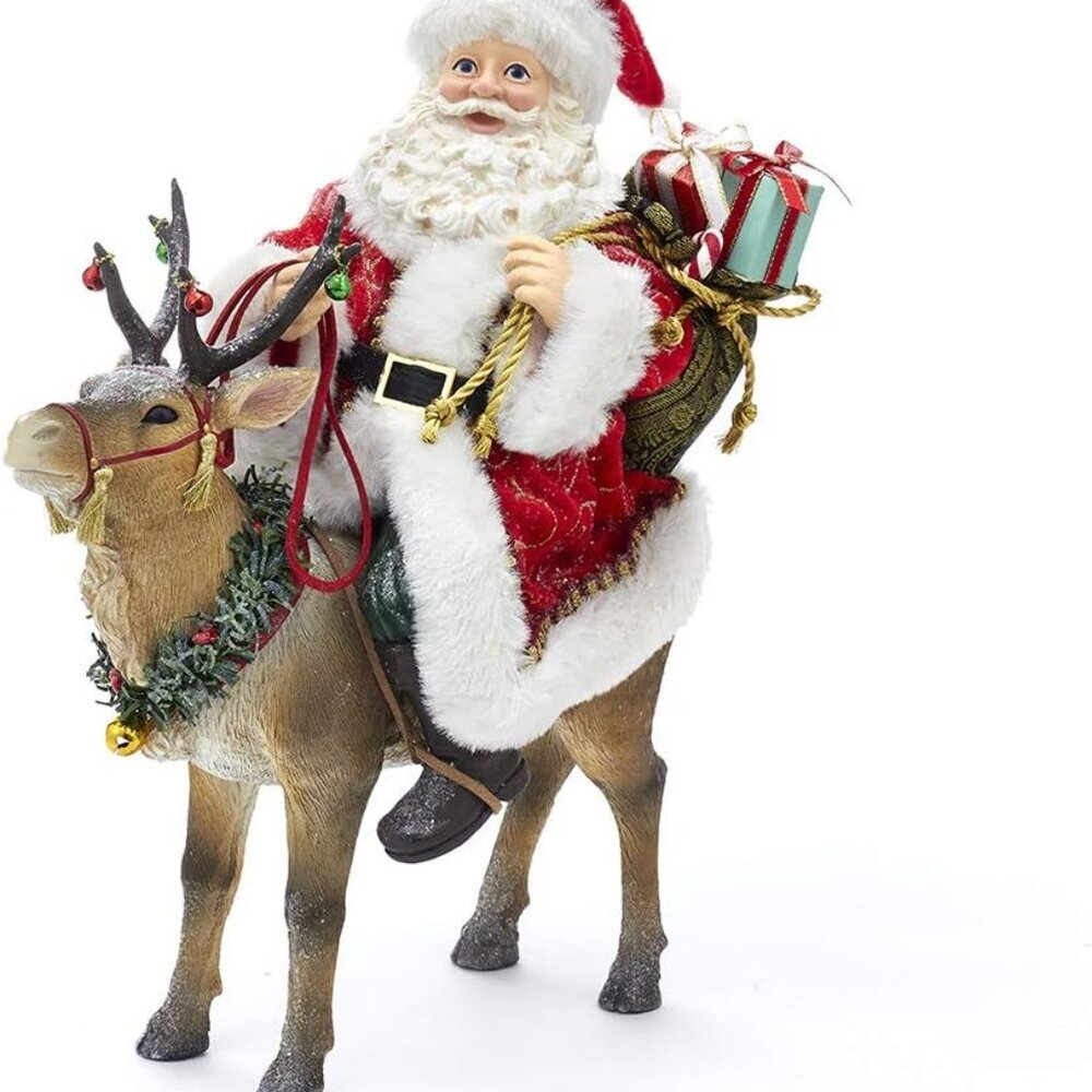 Kurt Adler 11.5-Inch Fabrich‚? Santa on Reindeer